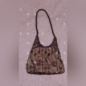 Rich Chocolate Brown Vintage Hand Beaded Mini Bag